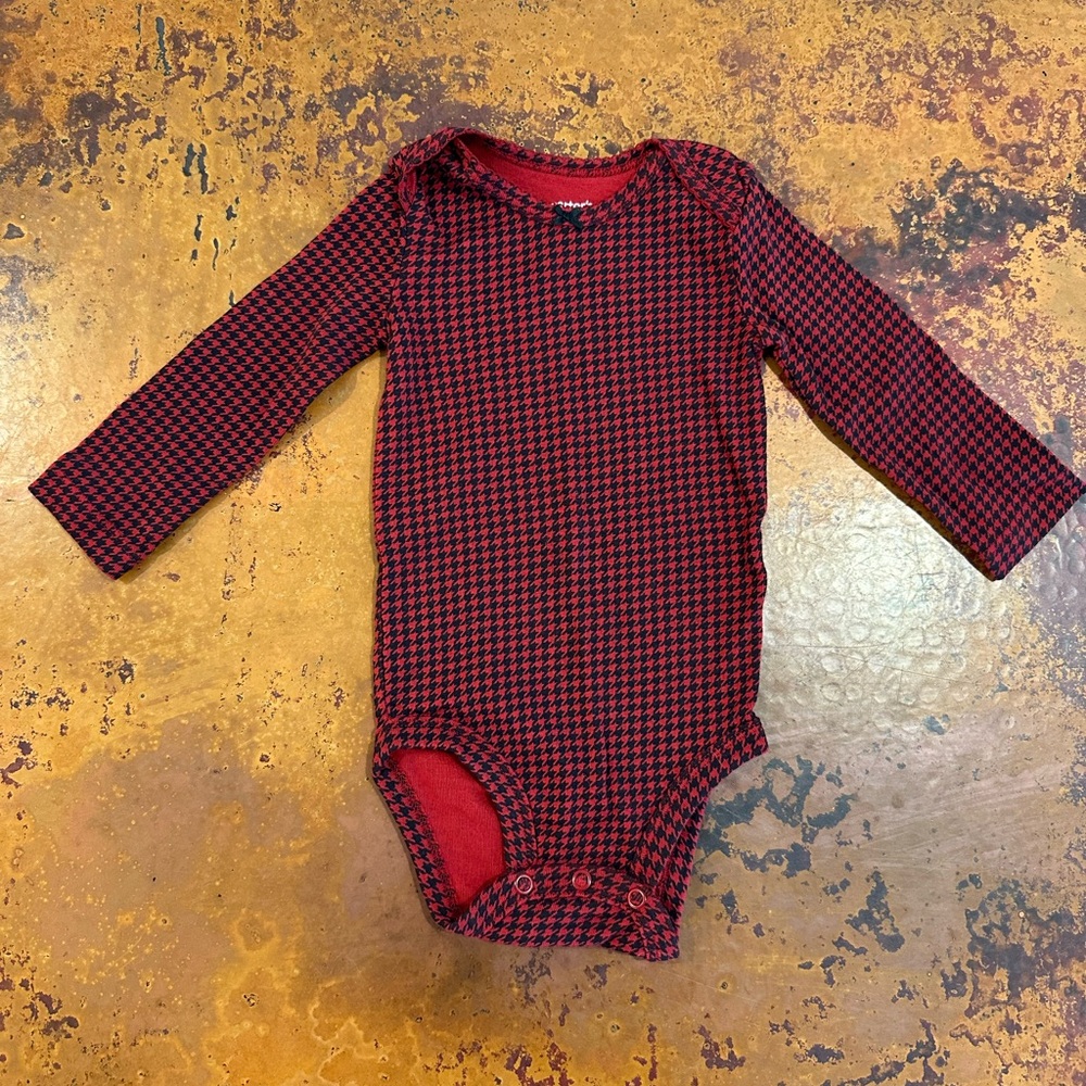 Houndstooth Long-Sleeve Onesie
